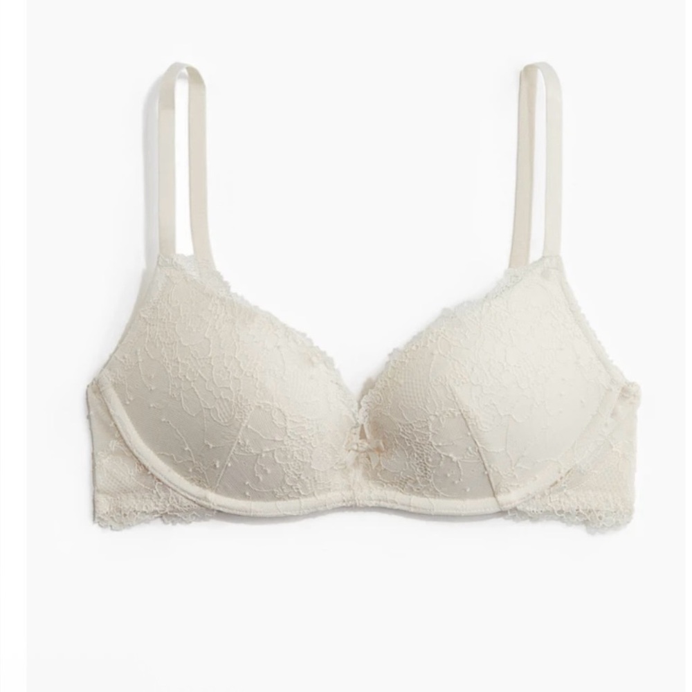 H&M Soft-Cup Lace Push-Up Cream Lace Bra size 34A